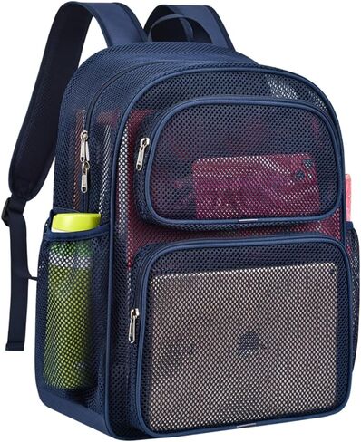 MAY TREE Mesh Backpack, Heavy Duty Large Capacity Mesh Beach Bag | Padded Strap Breathable Backpack, Dual Front Pockets for Travel, Beach, Hiking, Swimming, Sports, College Rucksack Men Women in Saudi Arabia