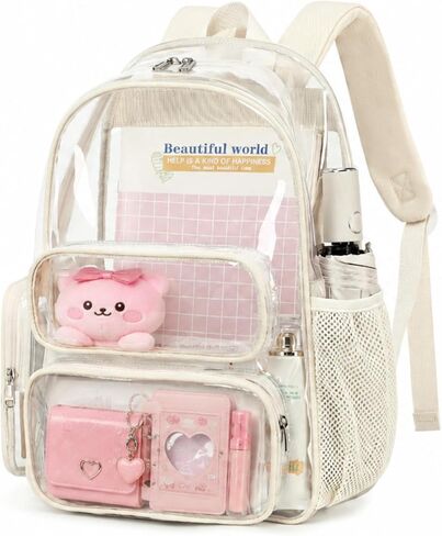 BTOOP Clear Backpack Heavy Duty Transparent Backpack 17" See Through Bookbag for College Work Festival Security Padded Strap in Kuwait