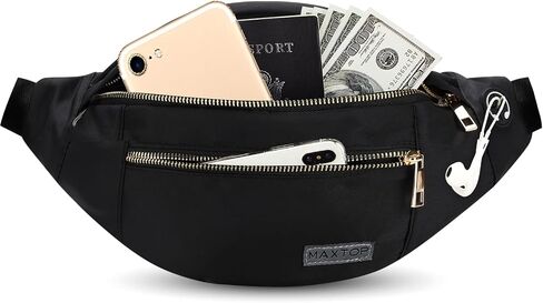 Large Crossbody Fanny Pack for Women Men Shoulder Sling Bag Fit All Phones | 4-Zipper Pockets,Key Chain,Hands-Free,Ideal for Sports Festival Workout Traveling Running Casual in Saudi Arabia