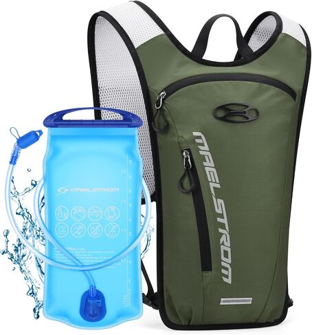Maelstrom Hydration Backpack with 2L Water Bladder,Lightweight Running Vest | BPA-free,Breathable Shoulder and Back panel,Adjustable Chest Straps,Helmet Storage,Reflective Strip,for Cycling,Marathon in Kuwait