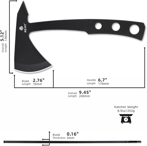 REAT Throwing Axe with Sheath, 9.5“ Full Tang Design,2.75" Camping Hatchet with 440 Stainless Steel Blade,Throwing Axes for Recreation,Competition,Camping,Hunting in Saudi Arabia