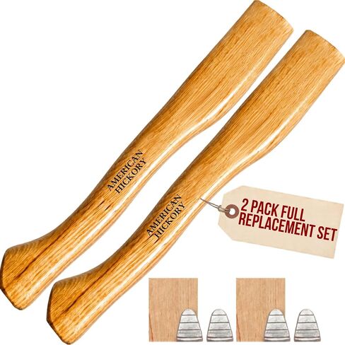 1 Pack American Hickory Axe Handle Replacement for 14" Axes that use 1-1/4 Pound Heads Complete Set with Wooden and Steel Wedges - Hatchet Handle Replacement - Hickory Hatchet Handle Replacement Axe in Saudi Arabia