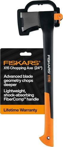 Fiskars X7 Small Hatchet Axe 14", for Camping & Chopping Wood Kindling | For Campfires Outdoors, Insert-Molded Forged Steel Head, Low-Friction Blade, Shock Absorbing Handle & Non-Slip Grip w/ Sheath in Kuwait