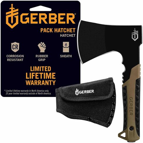 Gerber Gear Pack Hatchet - 3.5" Steel Blade Axe with Full Tang - Survival, Bushcraft and Camping Gear - with Mountable Nylon Sheath - Brown in Saudi Arabia