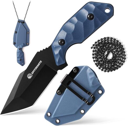 3.07" Neck Knife with Sheath X-TAN-K, Horizontal Carry Knife with Full Tang Tanto 5Cr14MoV Steel Blade, for EDC, Camping, Hiking in Saudi Arabia