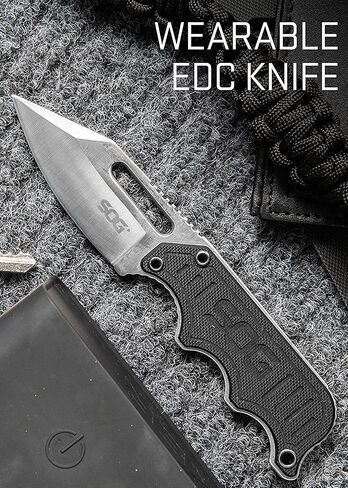 SOG Small Fixed Blade Knife - Instinct Boot Knife, EDC Knife, Neck Knife, 2.3 Inch Full Tang Blade w/ Knife Sheath and Clip, 4in. x 1in. x 8.5in. (NB1012-CP) , Black | 2.3 5cr15mov Blade, G10 and Stainless Handle, 5.9 Overall, 2.3 Oz, Molded Nylon Sheath  in Kuwait