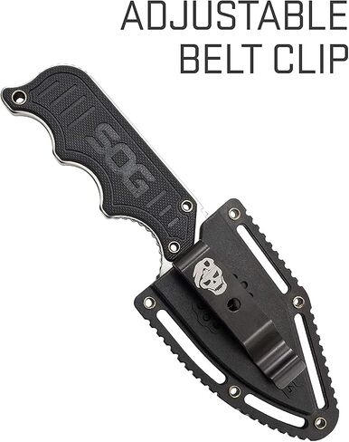 SOG Small Fixed Blade Knife - Instinct Boot Knife, EDC Knife, Neck Knife, 2.3 Inch Full Tang Blade w/ Knife Sheath and Clip, 4in. x 1in. x 8.5in. (NB1012-CP) , Black | 2.3 5cr15mov Blade, G10 and Stainless Handle, 5.9 Overall, 2.3 Oz, Molded Nylon Sheath  in Kuwait