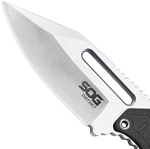 SOG Small Fixed Blade Knife - Instinct Boot Knife, EDC Knife, Neck Knife, 2.3 Inch Full Tang Blade w/ Knife Sheath and Clip, 4in. x 1in. x 8.5in. (NB1012-CP) , Black | 2.3 5cr15mov Blade, G10 and Stainless Handle, 5.9 Overall, 2.3 Oz, Molded Nylon Sheath  in Kuwait