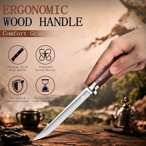 Purple Dragon Japanese Fixed Blade Knife with Wooden Sheath | Full Tang Camping Knife with Rosewood Handle, Built for Survival, Bushcraft & Outdoor Use, Gifts for Men in Kuwait