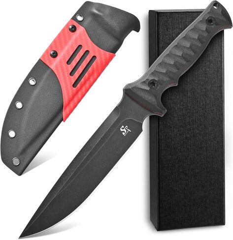 Sitivien ST35 Fixed Blade Knife AUS-10 Steel Blade G10 Handle Full Tang Knife for Outdoor Camping Hunting Fishing Survival(Silver) in Saudi Arabia
