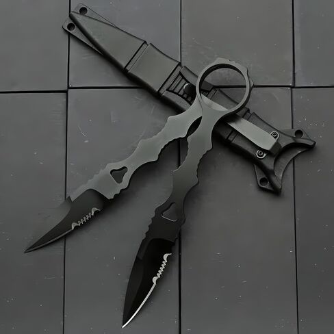 Portable 6.7 Inch 440C Fixed Blade Outdoor Camping Straight Knife With Kydex Sheath - Black in Saudi Arabia