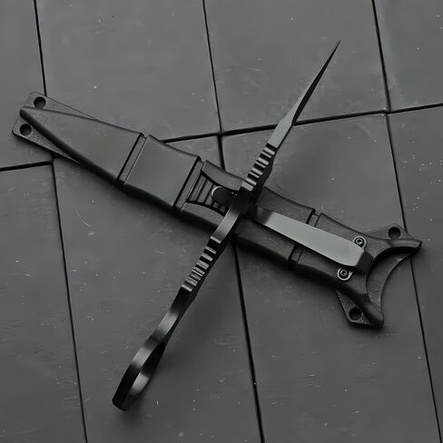 Portable 6.7 Inch 440C Fixed Blade Outdoor Camping Straight Knife With Kydex Sheath - Black in Saudi Arabia