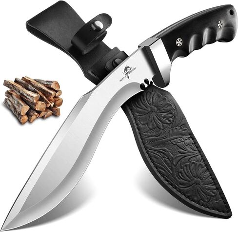 Purple Dragon Kukri Knife with Sheath - Heavy Duty Fixed Blade Knife Brown | High Carbon steel, Full Tang Wooden Handle, Gift Box, Large Camping Knives in Kuwait