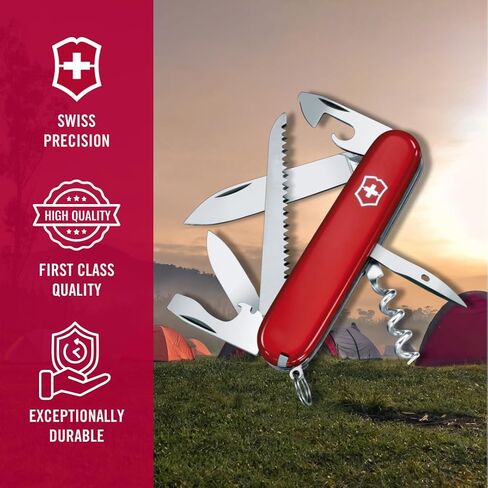 Victorinox Camper 13 Function Swiss Army Pocket Knife, Red | outdoors camping essential wood saw can opener and corkscreww in Kuwait