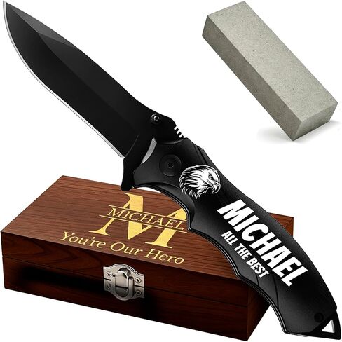 Pocket Knife for Men - Sharp Folding Blade, Glass Breaker, Pocket Clip - Camping Gear for EDC, Survival - Kitchen Knives & Accessories, Cake Knives 6495 B in Saudi Arabia