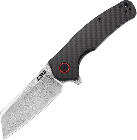 CJRB Crag Folding Pocket Knife, 3.43" AR-RPM9 Steel Blade Carbon Fiber Handle EDC Knife with Pocket Clip for Men Women Camping Survival Hiking, Black (J1904) in Kuwait