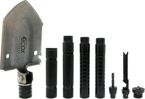 Folding Shovel Survival Multitool for Camping Outdoors Shovel 4 Body Screwdriver Knife Saw Whistle Starter Can Opener Glass Shatterer All in one Tool in Saudi Arabia