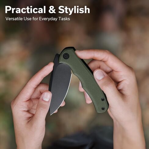 CIVIVI Mini Praxis Folding Pocket Knife, 2.98" D2 Steel Blade, OD Green | G10 Handle with Pocket Clip, Safety Liner Lock, Small EDC Knife for Camping Hiking Survival C18026C-1 in Saudi Arabia