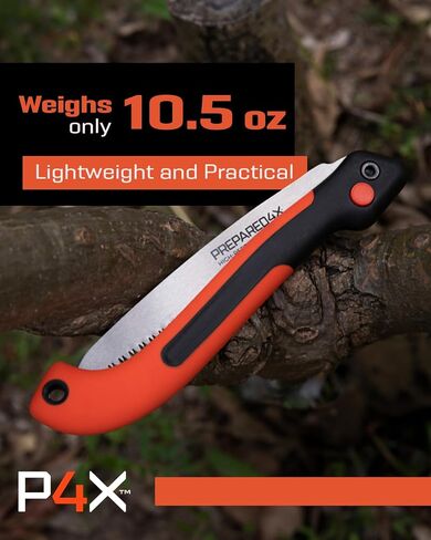 Prepared4X Folding Saw - 8.5" Camping Saw for wood cutting -Heavy Duty, Lightweight SK-5 Steel Blade with Safety Lock, Ergonomic Non-Slip Grip in Saudi Arabia