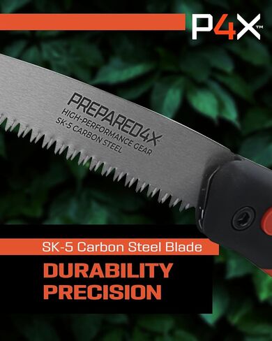 Prepared4X Folding Saw - 8.5" Camping Saw for wood cutting -Heavy Duty, Lightweight SK-5 Steel Blade with Safety Lock, Ergonomic Non-Slip Grip in Saudi Arabia