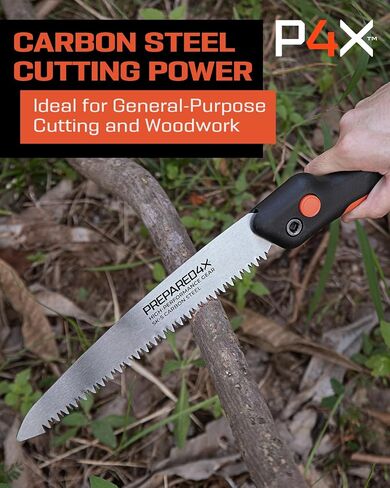 Prepared4X Folding Saw - 8.5" Camping Saw for wood cutting -Heavy Duty, Lightweight SK-5 Steel Blade with Safety Lock, Ergonomic Non-Slip Grip in Saudi Arabia