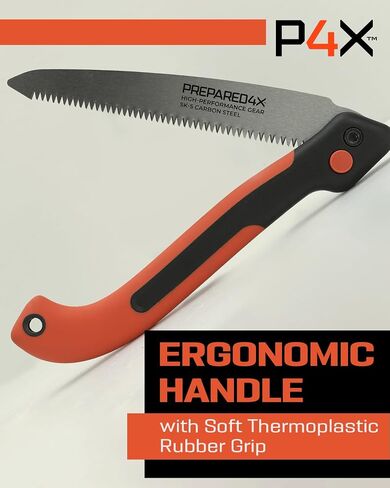 Prepared4X Folding Saw - 8.5" Camping Saw for wood cutting -Heavy Duty, Lightweight SK-5 Steel Blade with Safety Lock, Ergonomic Non-Slip Grip in Saudi Arabia