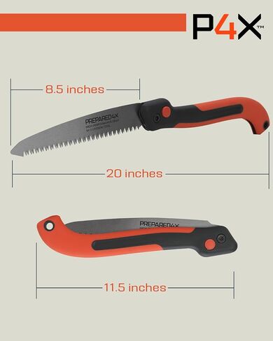Prepared4X Folding Saw - 8.5" Camping Saw for wood cutting -Heavy Duty, Lightweight SK-5 Steel Blade with Safety Lock, Ergonomic Non-Slip Grip in Saudi Arabia
