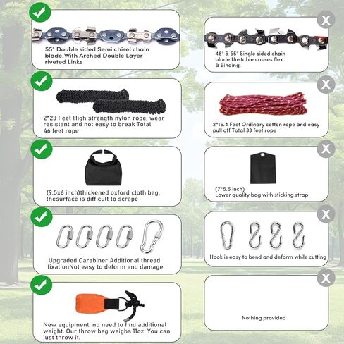 High Limb Rope Saws 55 inch Rope Saw for Tree Saw High Limb 72 Sharp Teeth on Both Sides, Pocket chainsaw with 11OZ Throw Weight, Tree Limb Cutter, Hand Saws for Tree Trimming in Saudi Arabia