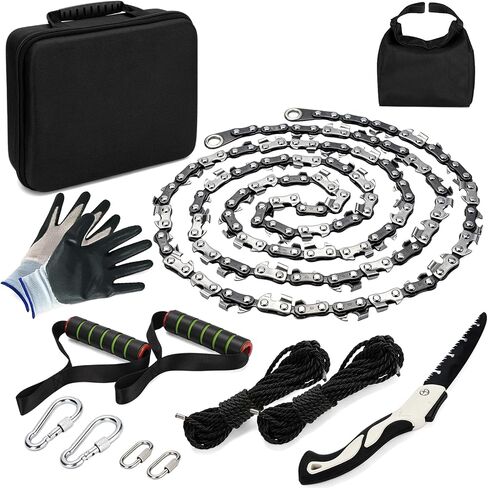 Upgrade Loggers Art Gens Rope Saw for Tree Limbs, 55" Hand Rope Chain Saw with 72 Sharp Teeth & 46 Feet Ropes Kit for Camping Survival and Tree Pruning in Saudi Arabia
