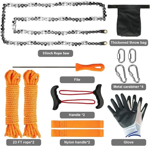 Premium 55 Inch High Limb Rope Saw with Two Ropes,70 Sharp Teeth Blades on Both Sides-Best Folding Pocket Chain Saw for Camping,Field Survival Gear,Hunting. in Saudi Arabia