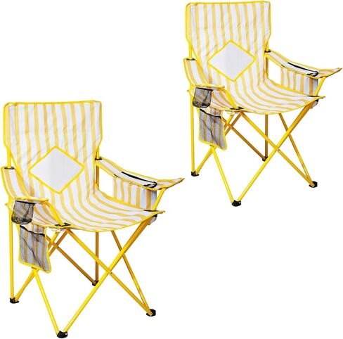 Nazhura 2 Pack Outdoor Camping Chairs Folding/Foldable/Portable with Cooler Pouch, Mesh Backrest and Cup Holder Pocket (Grey, Metal, 2 Pack) in Saudi Arabia