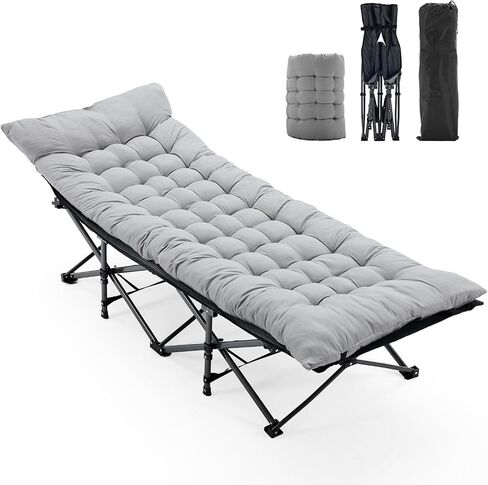 OLIXIS Camping Cot, Camping Bed, Sleeping Cot, Rollaway Bed | Portable Folding for Indoor Outdoor, 3.5 Inch Cushion, 440 LBS Sturdy Frame, Compact Carry Storage, Blue in Saudi Arabia