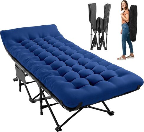 JEAREY Camping Cot for Sleeping 28" Extra Wide, Heavy-Duty 1200D Oxford Foliding Cots for Adults Portable with Mattress, Carry Bag for Guest, Travel, Hiking, Navy in Saudi Arabia