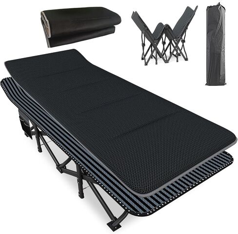 ATORPOK Camping Cot for Adults with Cushion, Tent Folding Cot for Sleeping | 450LBS Heavy Duty Support; Portable Folding Design with Carry Bag; Camping Tent Bed; Patio, Poolside & Home Guest Use in Saudi Arabia