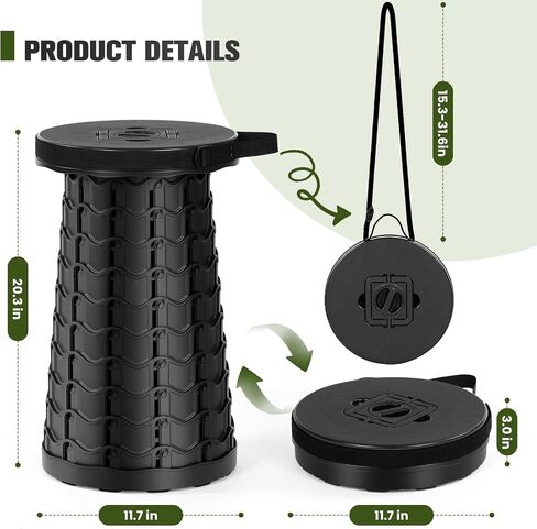 Qiguet Upgraded XXL Collapsible Stool - Folding Stool Max 1000lb Capacity,Portable Chair - Foldable Stool with Safety Lock,Portable Stool for Camping Barbecuing Fishing Gardening,Gifts for Fishermen. in Saudi Arabia