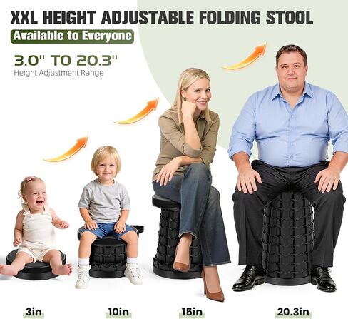Qiguet Upgraded XXL Collapsible Stool - Folding Stool Max 1000lb Capacity,Portable Chair - Foldable Stool with Safety Lock,Portable Stool for Camping Barbecuing Fishing Gardening,Gifts for Fishermen. in Saudi Arabia