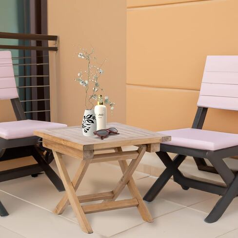 Teak Wood Folding 20"-Inch Outdoor Coffee Table - Perfect for Camping & Outdoor Entertaining - Ideal for Backyard, Front Porch, Balcony (Square) in Saudi Arabia