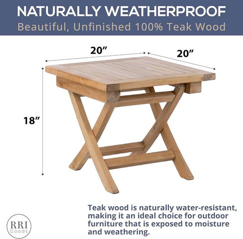 Teak Wood Folding 20"-Inch Outdoor Coffee Table - Perfect for Camping & Outdoor Entertaining - Ideal for Backyard, Front Porch, Balcony (Square) in Saudi Arabia