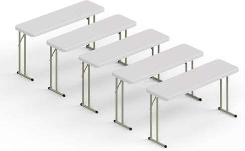18" W x 60" L x 29" H Plastic Rectangle Folding Utility Heavy Duty Table | Pack of 5 | Indoor Outdoor Dining Kitchen Wedding Market Events Camping BBQ in Saudi Arabia
