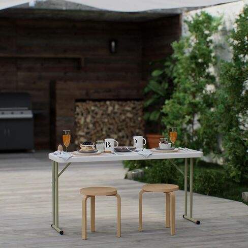 18" W x 60" L x 29" H Plastic Rectangle Folding Utility Heavy Duty Table | Pack of 5 | Indoor Outdoor Dining Kitchen Wedding Market Events Camping BBQ in Saudi Arabia