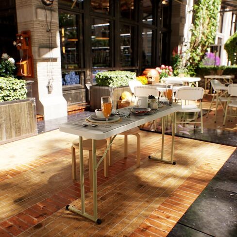 18" W x 60" L x 29" H Plastic Rectangle Folding Utility Heavy Duty Table | Pack of 5 | Indoor Outdoor Dining Kitchen Wedding Market Events Camping BBQ in Saudi Arabia