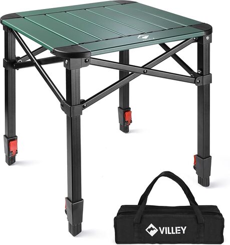 VILLEY Folding Camping Square Table, Portable Aluminum Table, Large | Lightweight & Portable, Adjustable Square Table with Carry Bag for Camping, Picnic, BBQ, Backyard & Outdoor Use in Saudi Arabia