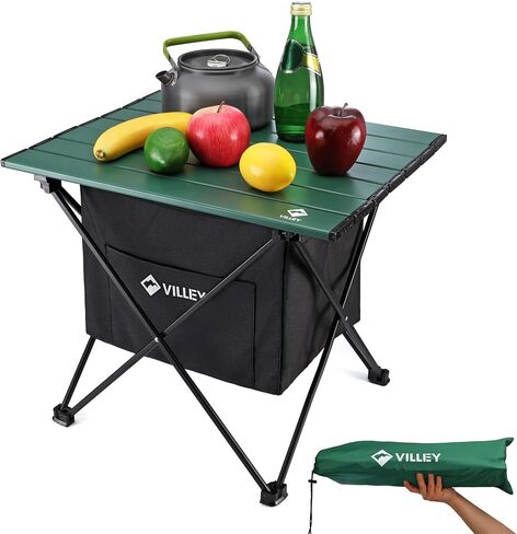 VILLEY Portable Camping Side Table, Ultralight Aluminum Folding Beach Table | Lightweight & Portable, Aluminum Folding Table with Carry Bag for Camping, Outdoor Cooking, Beach, Picnic, Boat & Travel in Saudi Arabia