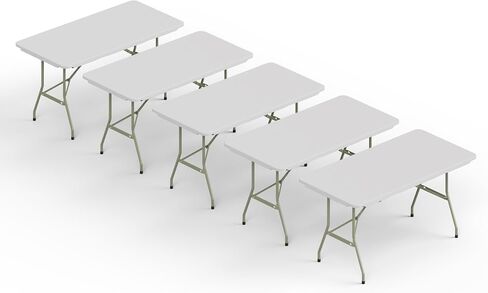 30" W x 60" L x 29" H Plastic Rectangle Folding Utility Heavy Duty Table | Pack of 5 | Indoor Outdoor Dining Kitchen Wedding Market Events Camping BBQ in Saudi Arabia