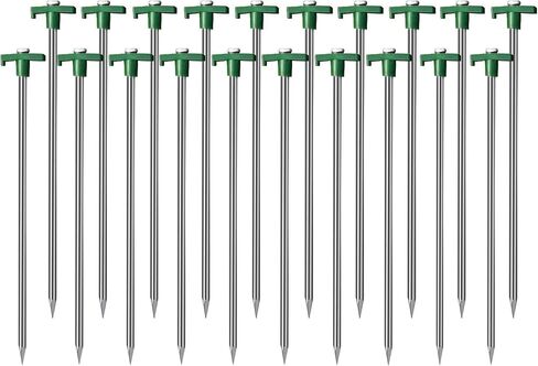 Cheardia 20 Pack Tent Stakes Heavy Duty, 9.75 Inch Yard Stakes Non-Rust Metal Tent Pegs Ground Stakes Tent Spikes for Camping Patio, Garden, Canopies, Grassland, Outdoor, Orange in Kuwait