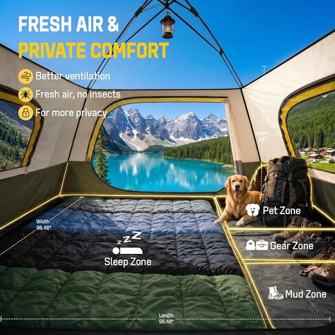 4 Person Instant Tents for Camping Setup in 50s, Cabin Tent with Rainfly | Waterproof Windproof Camping Tent, Double Layer Portable Instant Tents with Carry Bag for Family Outdoor Camping & Hiking in Saudi Arabia