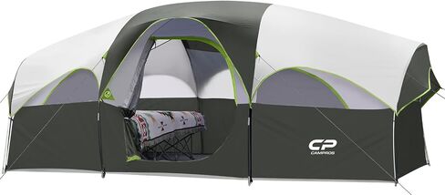 CAMPROS CP 8 Person Camping Tent, Room Divider, Rainfly, Weather Resistant | Family tent with 5 large mesh windows, double-layer design, and a carry bag, 14' x 9' x 72"(H) in Saudi Arabia