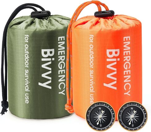 Esky Emergency Sleeping Bag, Survival Bag Portable Thermal Bivy Sack, Waterproof Lightweight Emergency Blanket Survival Gear with Compass for Camping Hiking Outdoor Adventure in Saudi Arabia