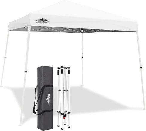 EAGLE PEAK 10x10 Slant Leg Pop Up Canopy Tent, Dark Blue | PeakPush™ Center Lock, Easy 1 Person Setup Pop Up Tent, Portable Sports & Camping Shelter, 10x10 Base 8x8 Top, Carry Bag in Kuwait