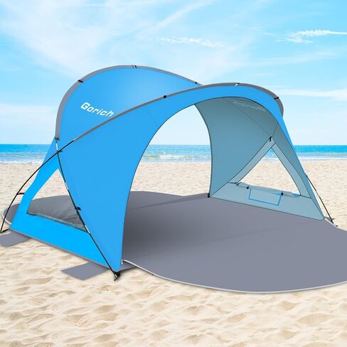 Gorich Beach Tent Sun Shelter with UPF50+ UV Protection for 1-2/3/4-5/6-7 Person, Lightweight & Portable Beach Shade Canopy with 2 Zippered Doors, Easy Setup Family Beach Umbrella in Saudi Arabia